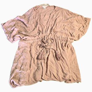 LC Lauren Conrad Dot Stitch Tie-Front Beach Cover Up - Women's Medium Dusty Pink